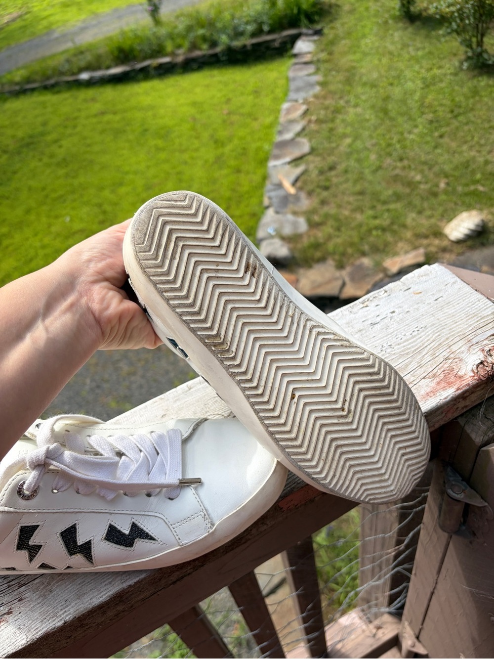 Zadig & Voltaire White Sneakers with Black Lightning Accents - Picture 7 of 7